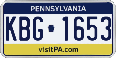 PA license plate KBG1653