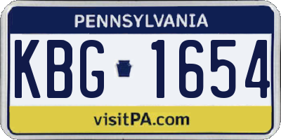 PA license plate KBG1654