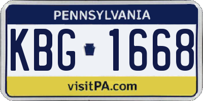 PA license plate KBG1668