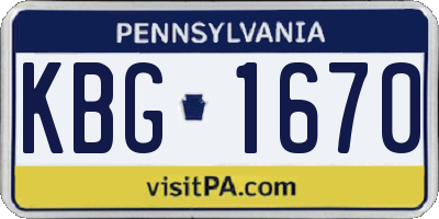 PA license plate KBG1670