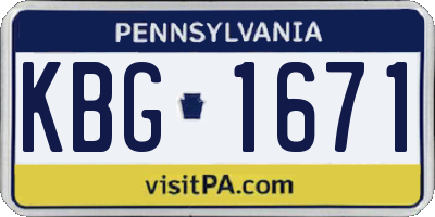 PA license plate KBG1671