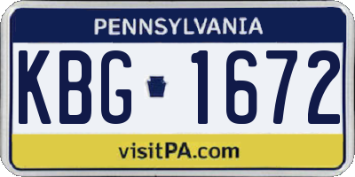 PA license plate KBG1672