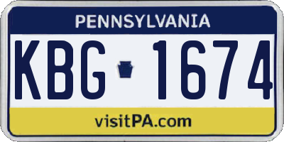 PA license plate KBG1674