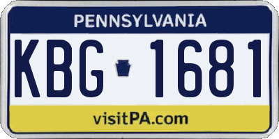 PA license plate KBG1681