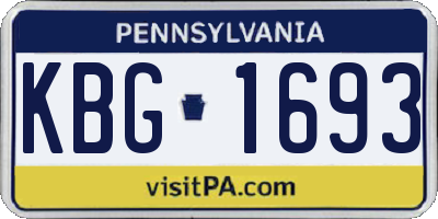PA license plate KBG1693