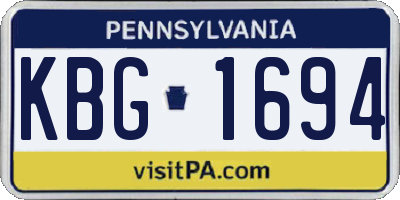 PA license plate KBG1694