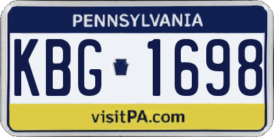 PA license plate KBG1698