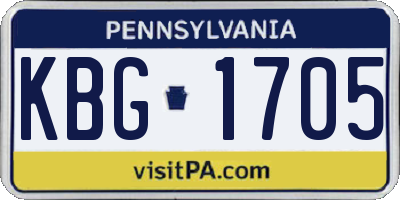 PA license plate KBG1705
