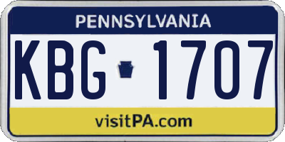 PA license plate KBG1707