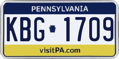 PA license plate KBG1709