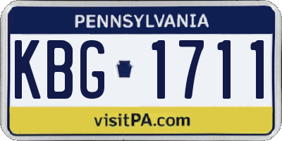 PA license plate KBG1711