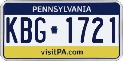 PA license plate KBG1721