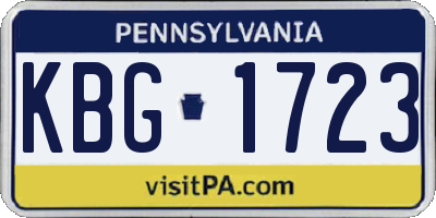 PA license plate KBG1723