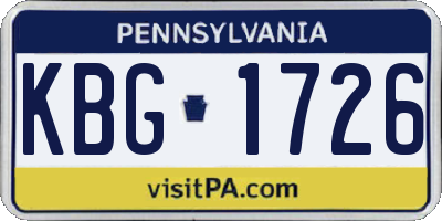 PA license plate KBG1726