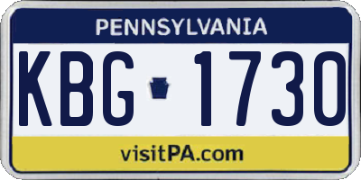 PA license plate KBG1730