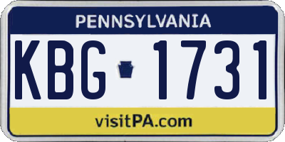PA license plate KBG1731