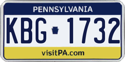 PA license plate KBG1732