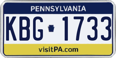 PA license plate KBG1733