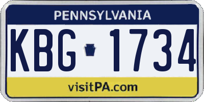 PA license plate KBG1734