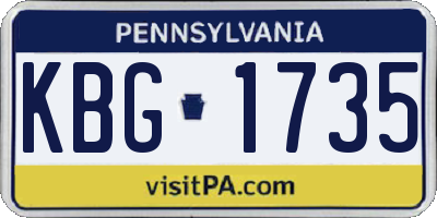PA license plate KBG1735
