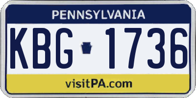 PA license plate KBG1736