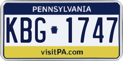 PA license plate KBG1747