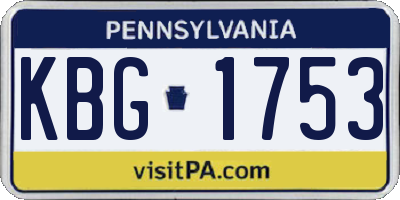 PA license plate KBG1753