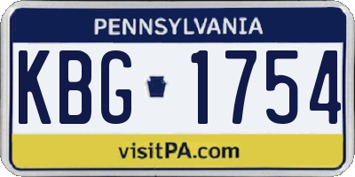 PA license plate KBG1754