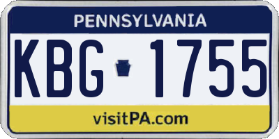 PA license plate KBG1755