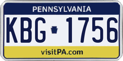 PA license plate KBG1756
