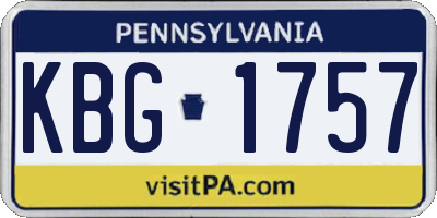 PA license plate KBG1757