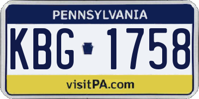 PA license plate KBG1758