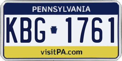 PA license plate KBG1761