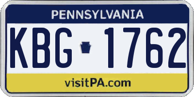 PA license plate KBG1762