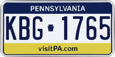 PA license plate KBG1765