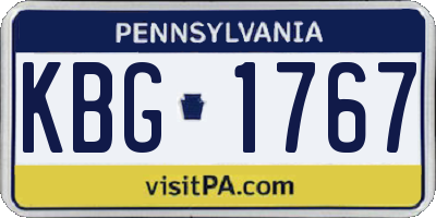 PA license plate KBG1767