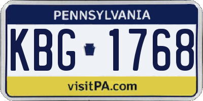 PA license plate KBG1768