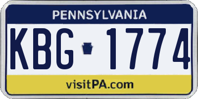 PA license plate KBG1774