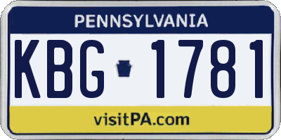 PA license plate KBG1781