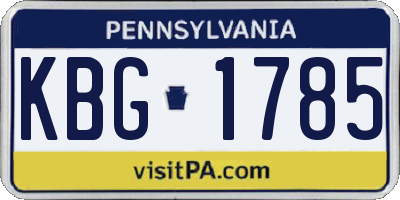 PA license plate KBG1785