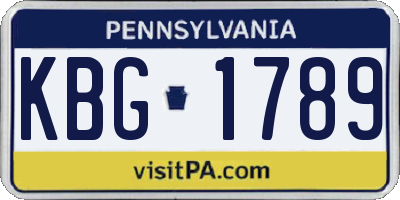PA license plate KBG1789