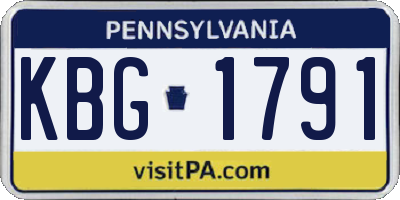 PA license plate KBG1791