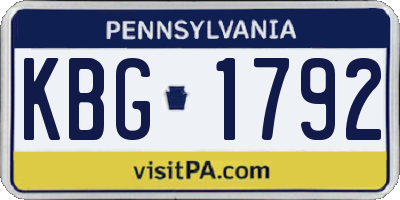 PA license plate KBG1792