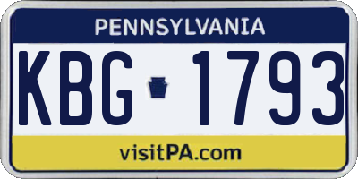 PA license plate KBG1793