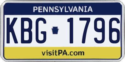 PA license plate KBG1796