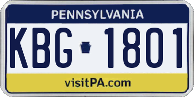 PA license plate KBG1801