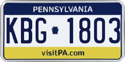 PA license plate KBG1803