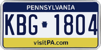 PA license plate KBG1804