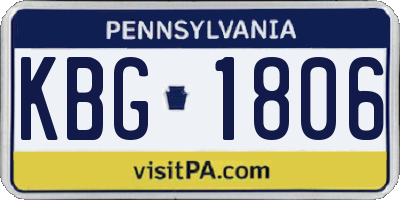 PA license plate KBG1806