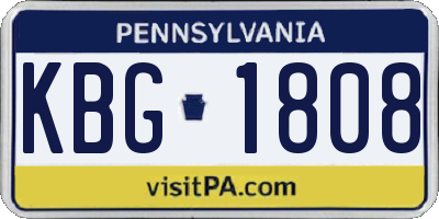 PA license plate KBG1808